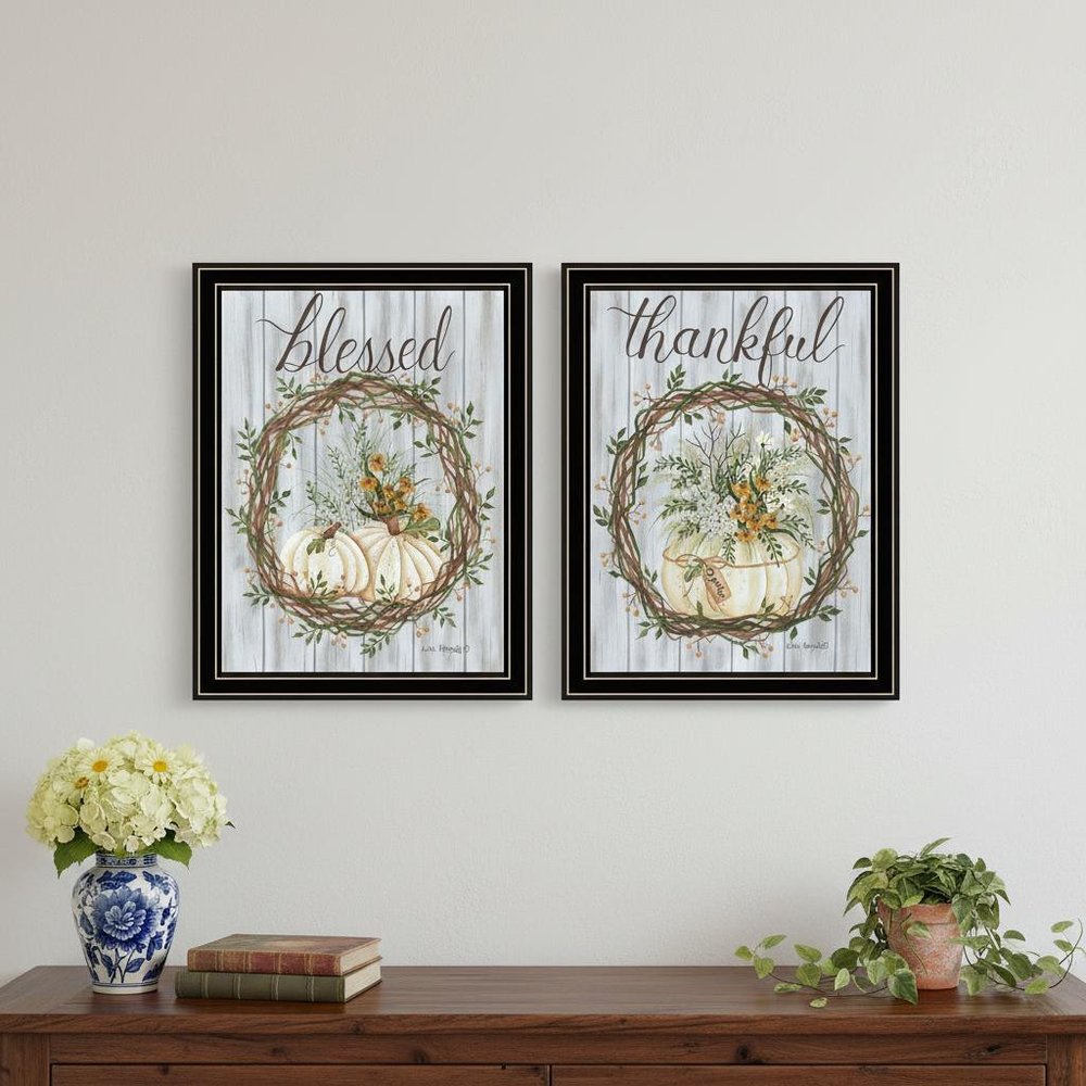 Set Of Two Thankful and Blessed for the Fall Black Framed Wall Art — view 4