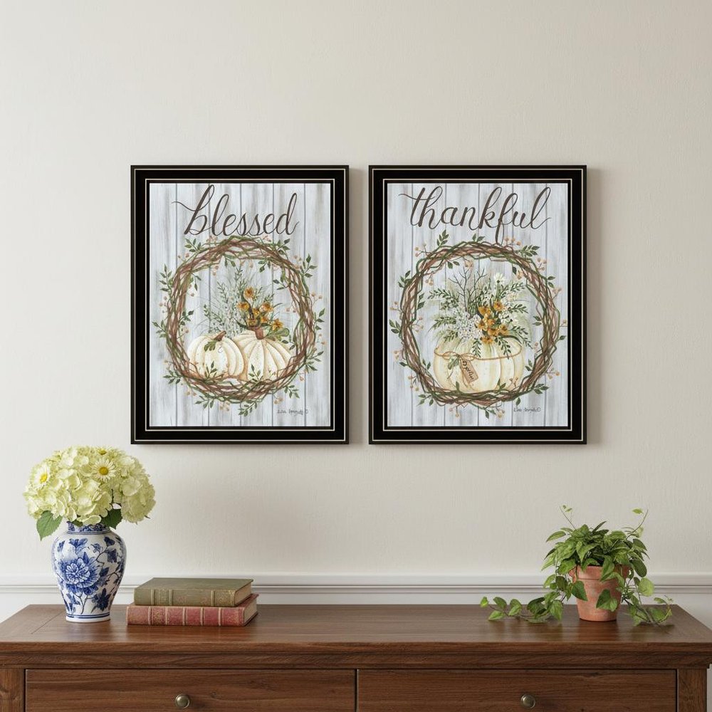 Set Of Two Thankful and Blessed for the Fall Black Framed Wall Art — view 5