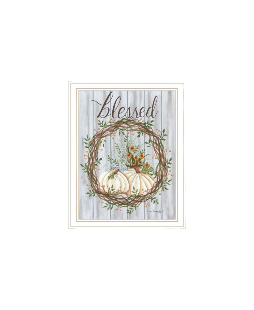 Set Of Two Thankful and Blessed Pumpkins White Framed Wall Art — view 5