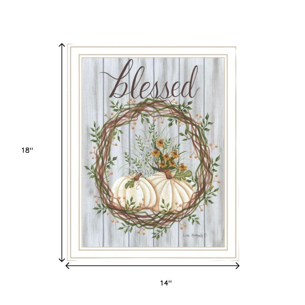Set Of Two Thankful and Blessed Pumpkins White Framed Wall Art