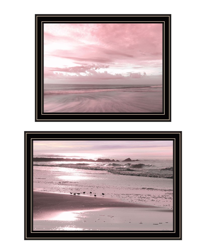 Set Of Two "Yes And believe it! Pink Beach sand" Black Framed Wall Art — view 1