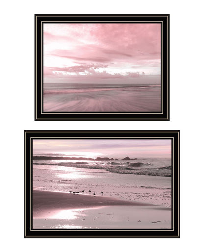 Set Of Two "Yes And believe it! Pink Beach sand" Black Framed Wall Art