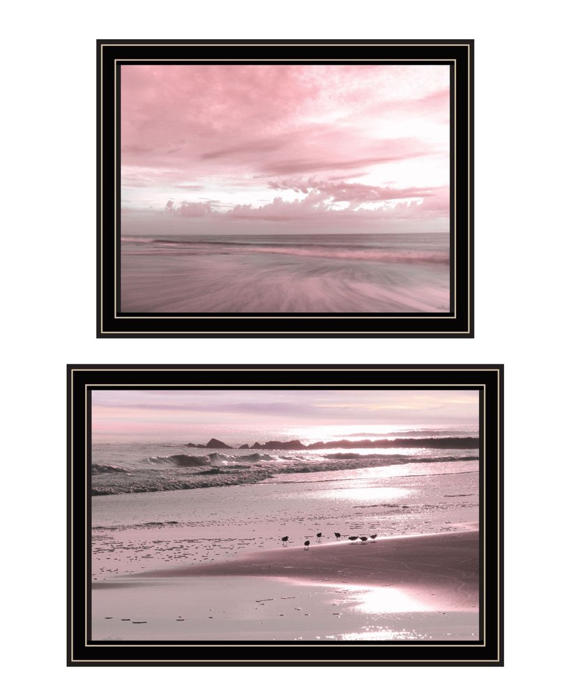 Set Of Two "Yes And believe it! Pink Beach sand" Black Framed Wall Art — view 2