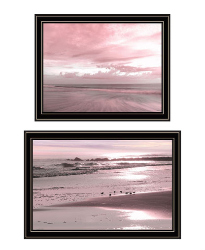 Set Of Two "Yes And believe it! Pink Beach sand" Black Framed Wall Art