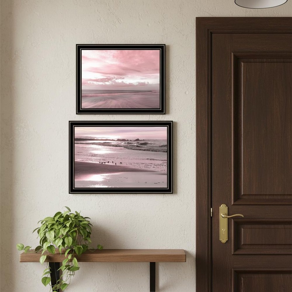 Set Of Two "Yes And believe it! Pink Beach sand" Black Framed Wall Art — view 4