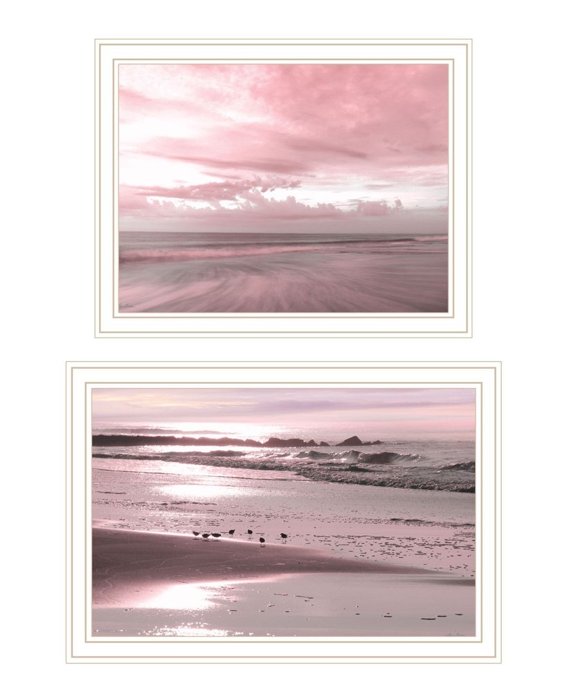 Set Of Two "Yes believe it! Pink Beach sand" White Framed Wall Art — view 1