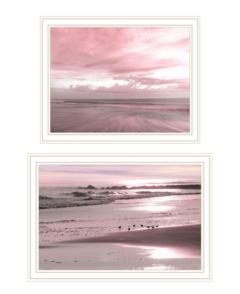 Set Of Two "Yes believe it! Pink Beach sand" White Framed Wall Art — view 3