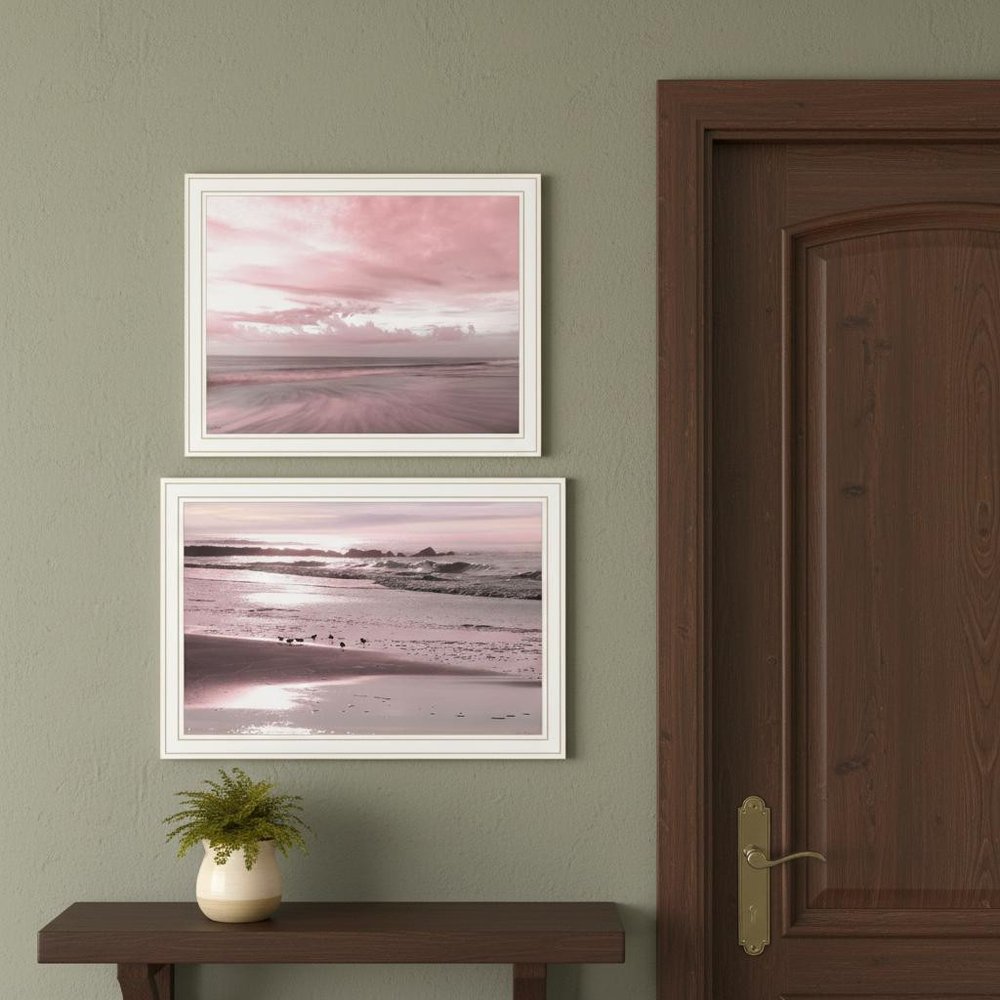 Set Of Two "Yes believe it! Pink Beach sand" White Framed Wall Art — view 4