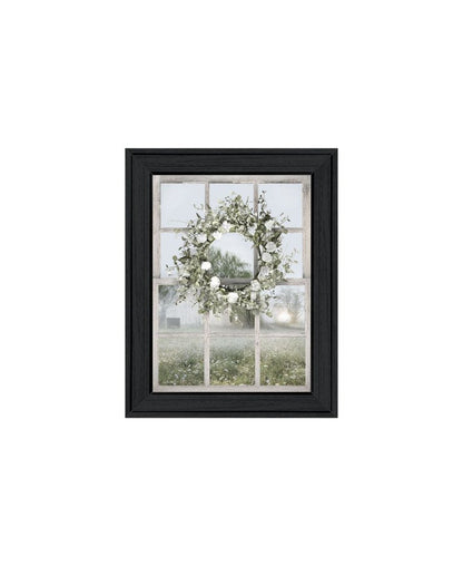 Set Of Two Green Country Morning Black Framed Wall Art