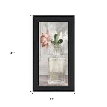 Set Of Two Cottage Peach Rose Black Framed Wall Art