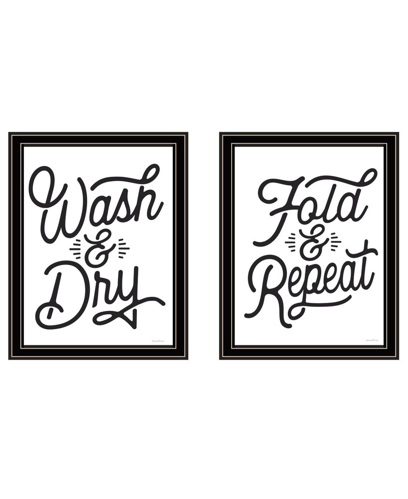 Set Of Two "Laundry Collection" Black Framed Laundry Wall Art