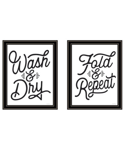 Set Of Two "Laundry Collection" Black Framed Laundry Wall Art