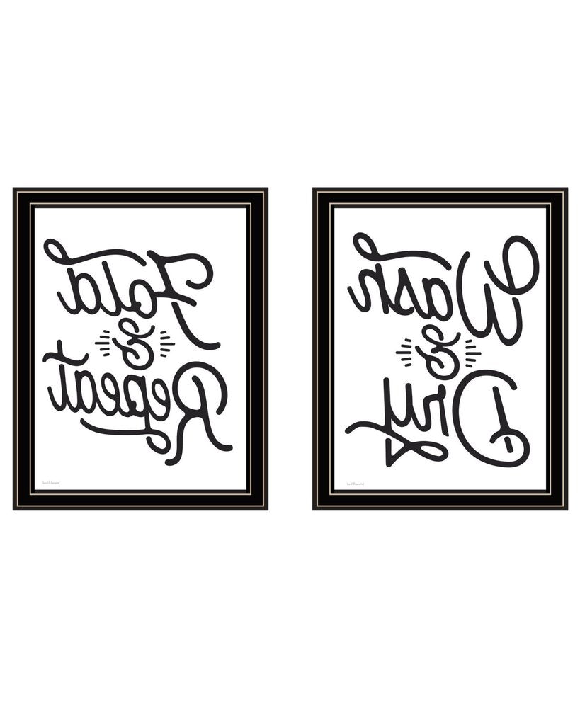 Set Of Two "Laundry Collection" Black Framed Laundry Wall Art