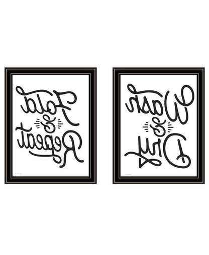 Set Of Two "Laundry Collection" Black Framed Laundry Wall Art
