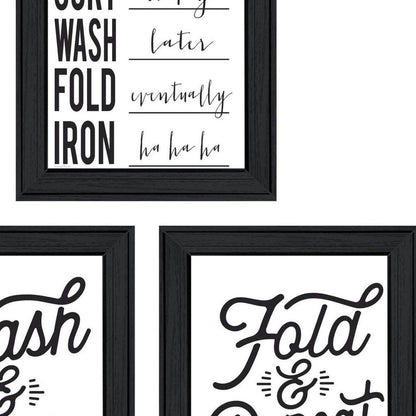 Set Of Three Laundry Schedule For All Black Framed Laundry Wall Art