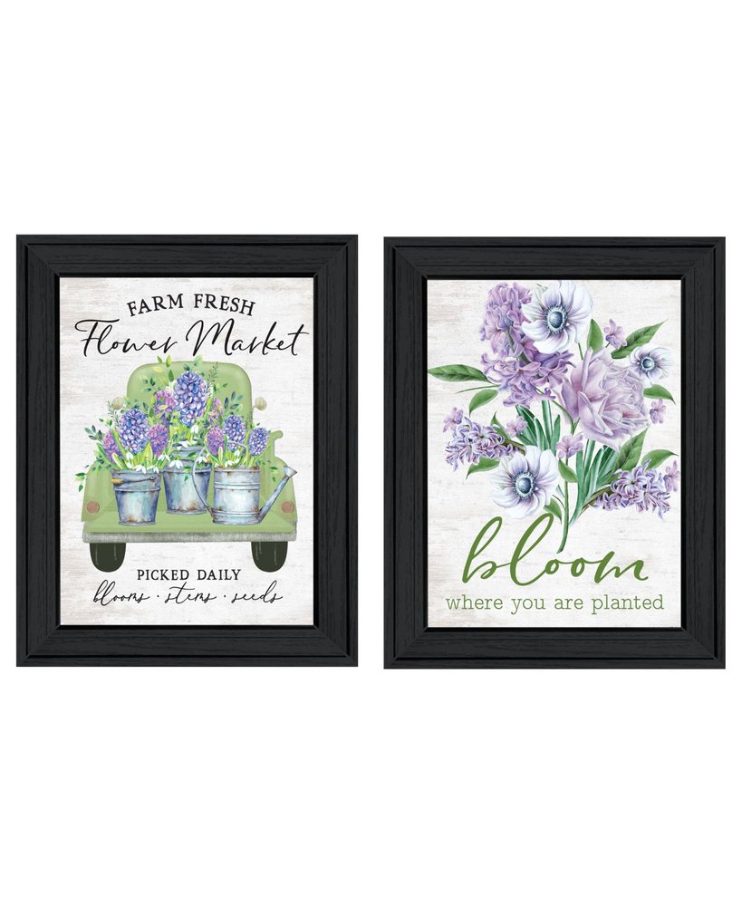 Set Of Two Bloom Where You Are Planted Black Framed Wall Art