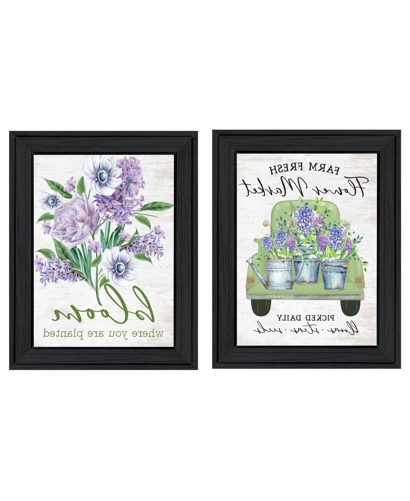Set Of Two Bloom Where You Are Planted Black Framed Wall Art — view 3