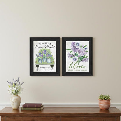 Set Of Two Bloom Where You Are Planted Black Framed Wall Art