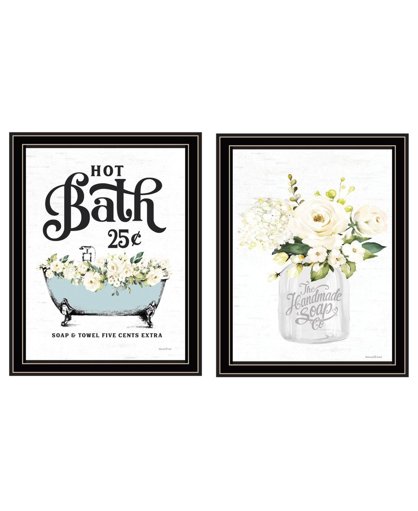 Set Of Two Hot Bath And Homemade Soap Black Framed Bathroom Wall Art