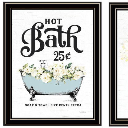 Set Of Two Hot Bath And Homemade Soap Black Framed Bathroom Wall Art