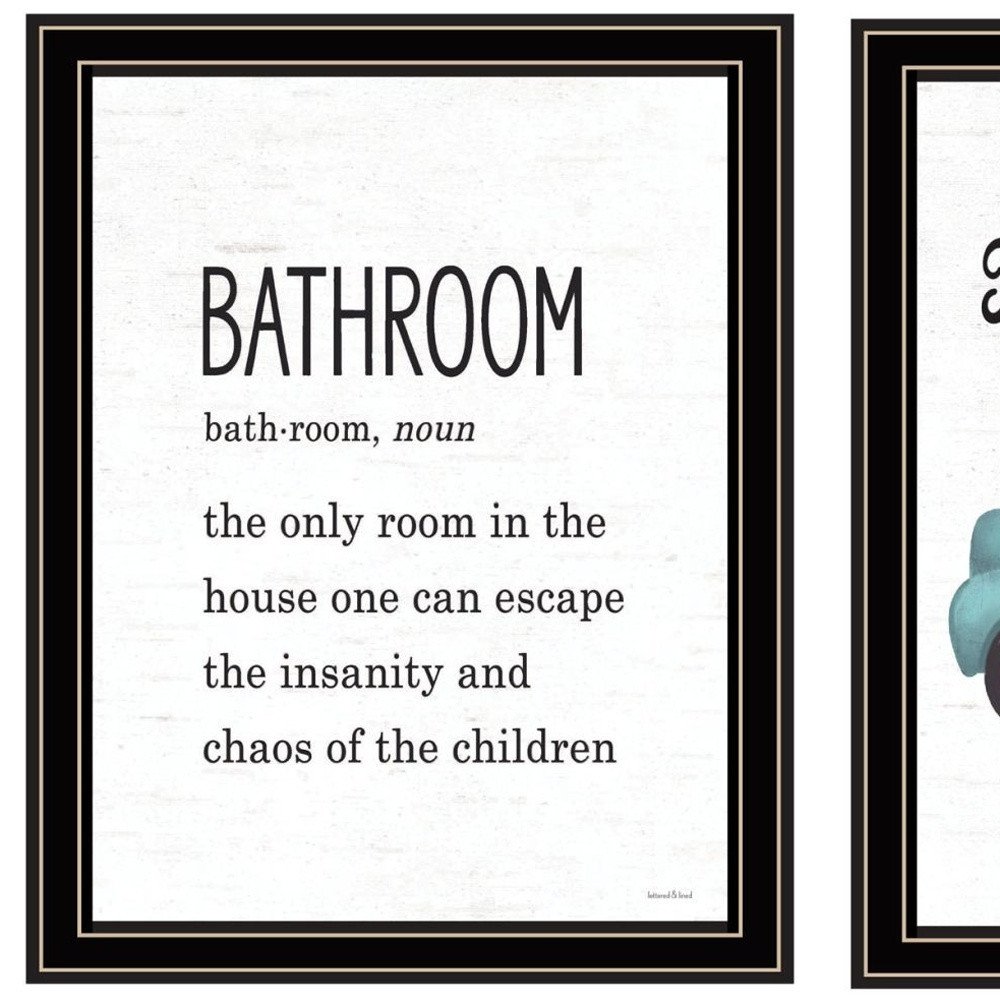 Set Of Two The Royal Flush Toilet Paper Co. ! Black Framed Bathroom Wall Art — view 3