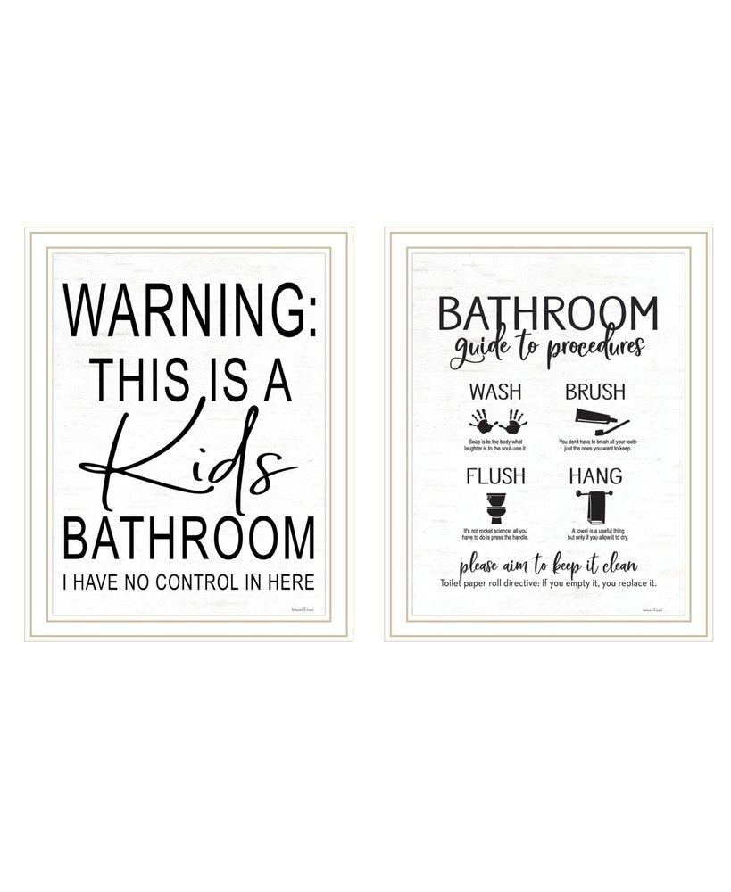 Set Of Two Bathroom Guide to Procedures Black Framed Bathroom Wall Art