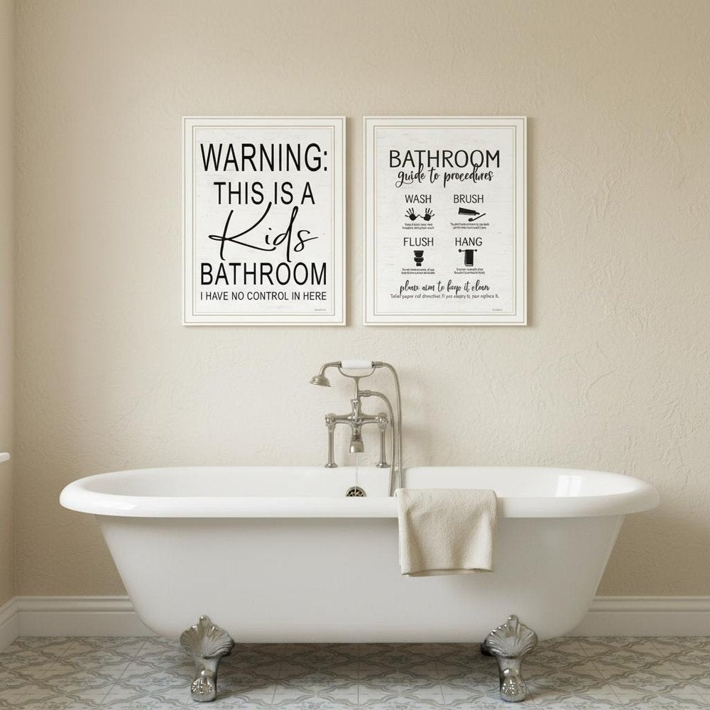 Set Of Two Bathroom Guide to Procedures Black Framed Bathroom Wall Art — view 4