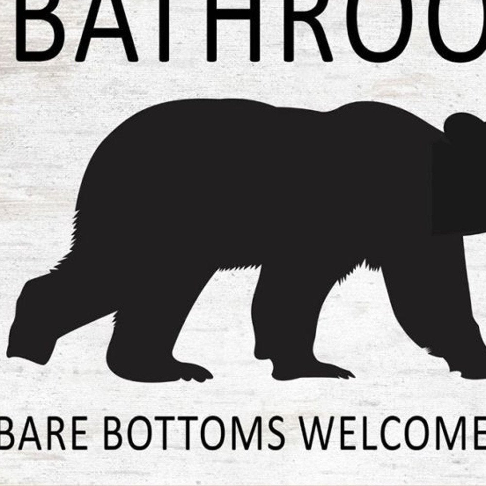 Set Of Two Bear Bottoms Welcome Here White Framed Bathroom Wall Art — view 2