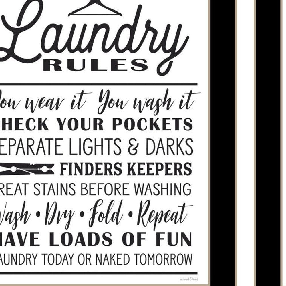 Set Of Two Laundry Rules And Schedules Black Framed Laundry Wall Art — view 2