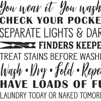 Set Of Two Laundry Rules And Schedules White Framed Laundry Wall Art