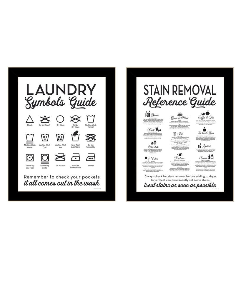 Set Of Two Guide for Laundry and Stain Removal Black Framed Laundry Wall Art
