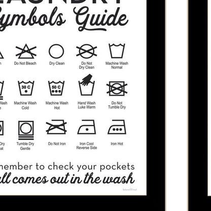 Set Of Two Guide for Laundry and Stain Removal Black Framed Laundry Wall Art