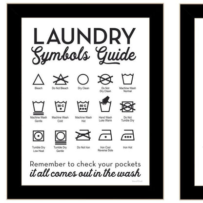 Set Of Two Guide for Laundry and Stain Removal Black Framed Laundry Wall Art