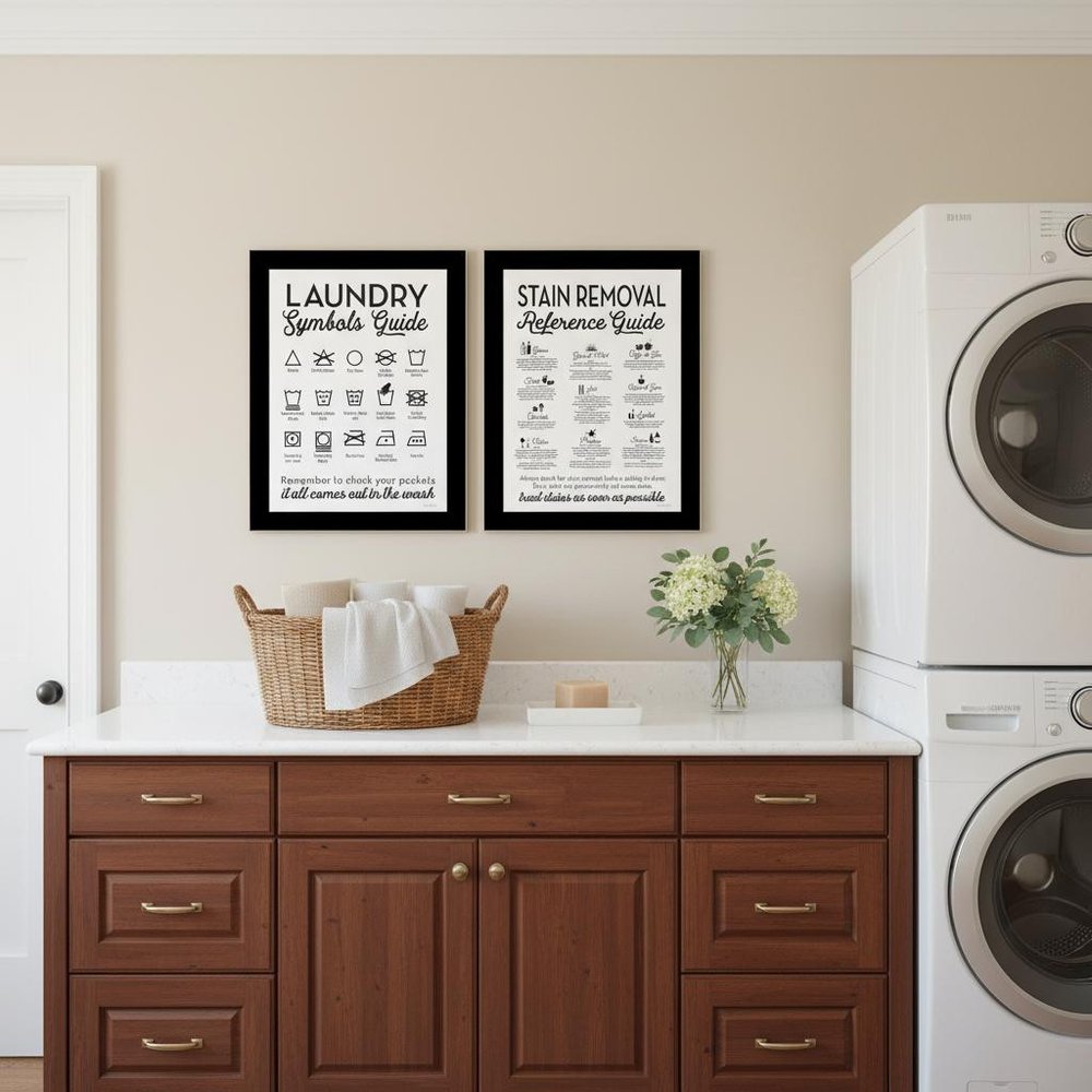Set Of Two Guide for Laundry and Stain Removal Black Framed Laundry Wall Art — view 5