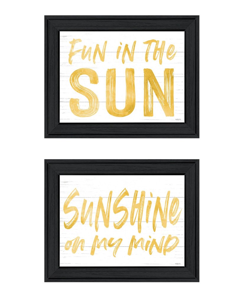 Set Of Two Fun in the Sun-Sunshine on my Mind Black Framed Wall Art
