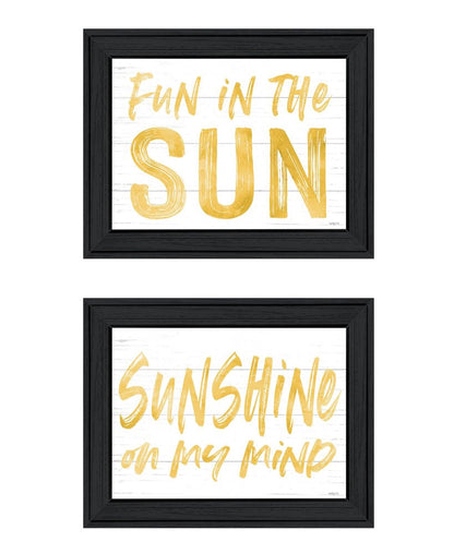 Set Of Two Fun in the Sun-Sunshine on my Mind Black Framed Wall Art