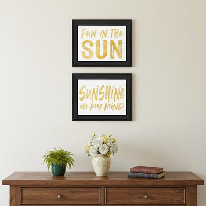 Set Of Two Fun in the Sun-Sunshine on my Mind Black Framed Wall Art