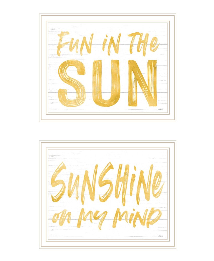 Set Of Two Fun in the Sun-Sunshine on my Mind White Framed Wall Art — view 1