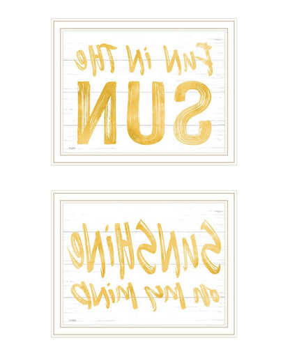 Set Of Two Fun in the Sun-Sunshine on my Mind White Framed Wall Art