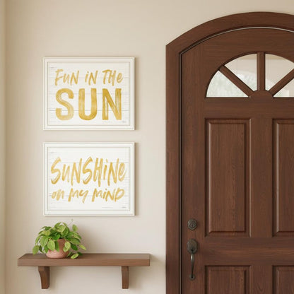 Set Of Two Fun in the Sun-Sunshine on my Mind White Framed Wall Art