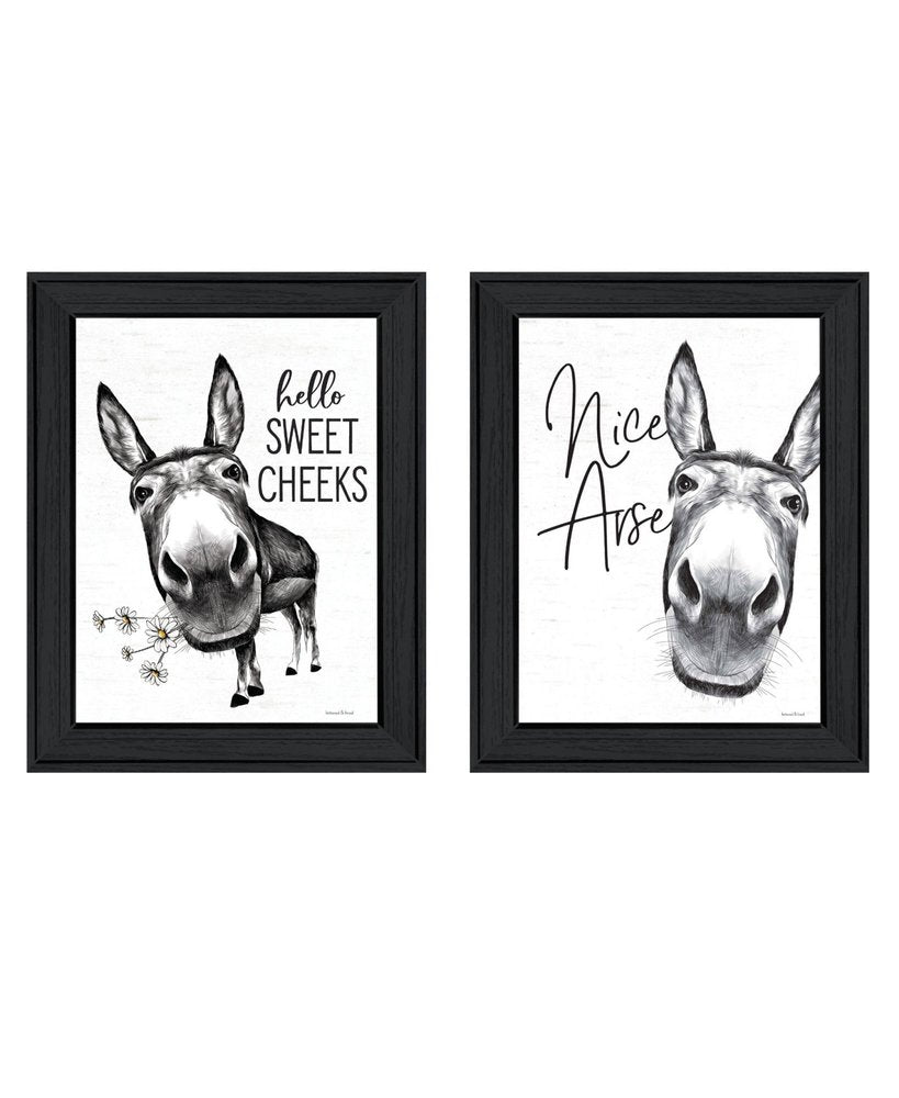 Set Of Two Hello Sweet Cheeks! Black Framed Bathroom Wall Art — view 1