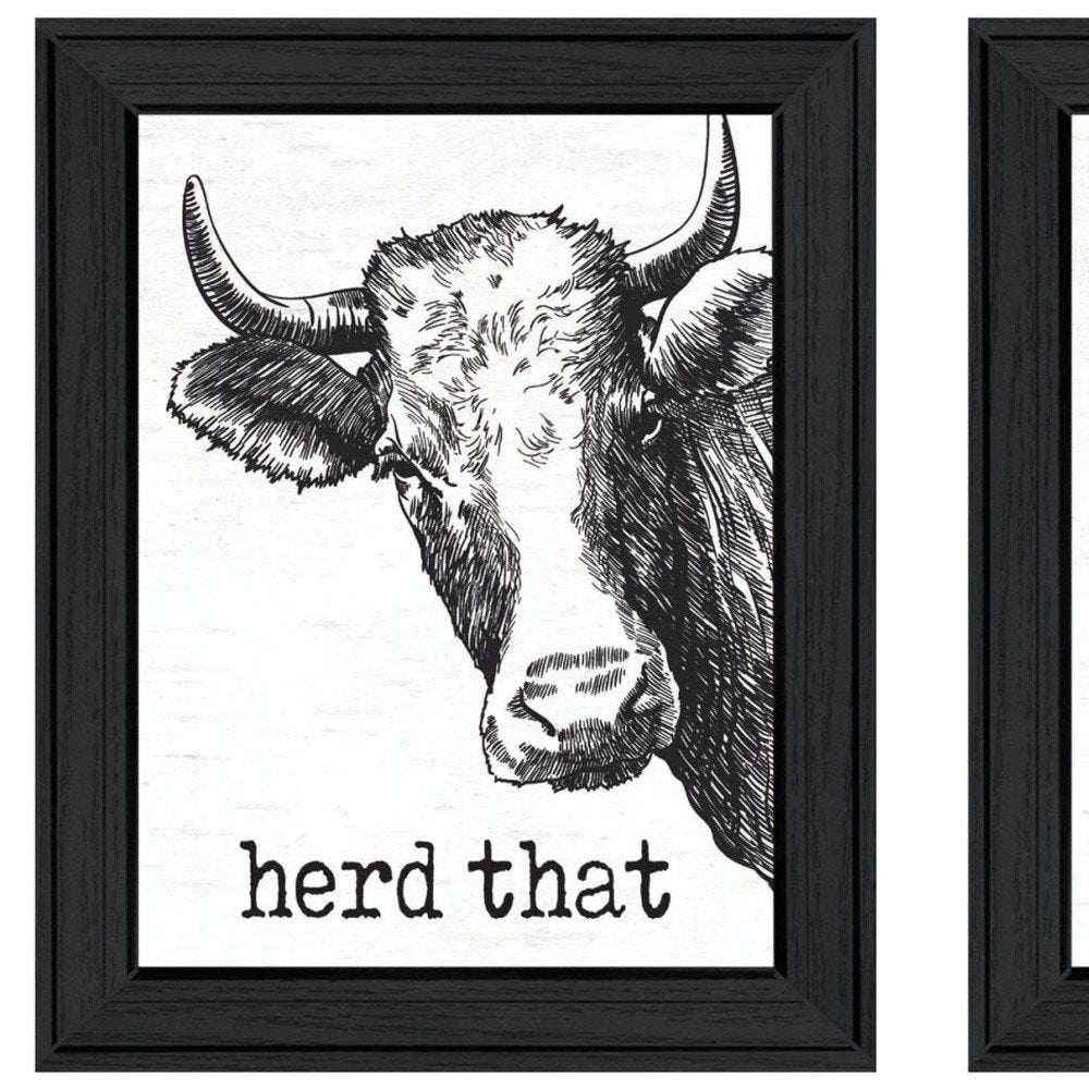 Set Of Two HERD THAT! Black Framed Bathroom Wall Art — view 3