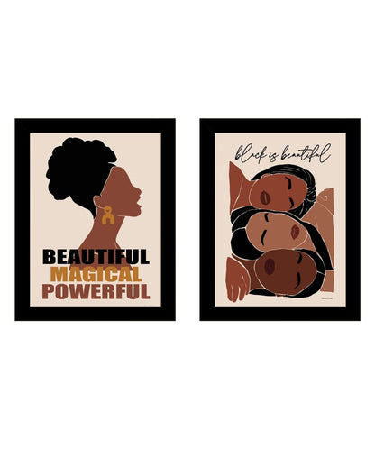 Set Of Two Black is Beautiful Black Framed Wall Art HomeRoots