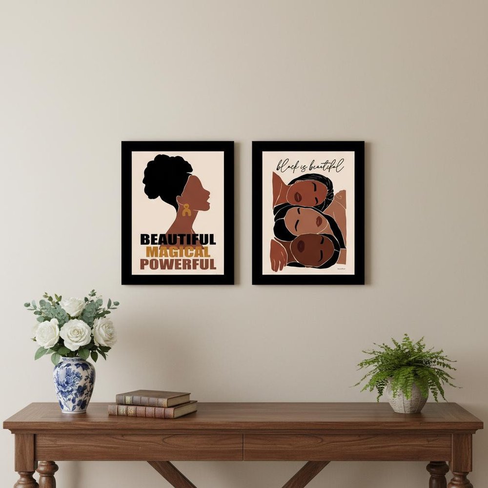 Set Of Two Black is Beautiful Black Framed Wall Art — view 3