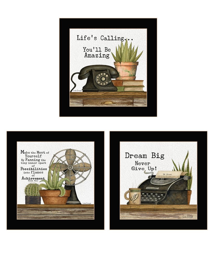 Set Of Three Make the Most of Yourself Black Framed Wall Art — view 1