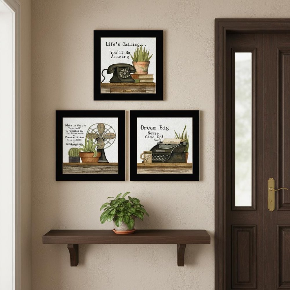 Set Of Three Make the Most of Yourself Black Framed Wall Art — view 5