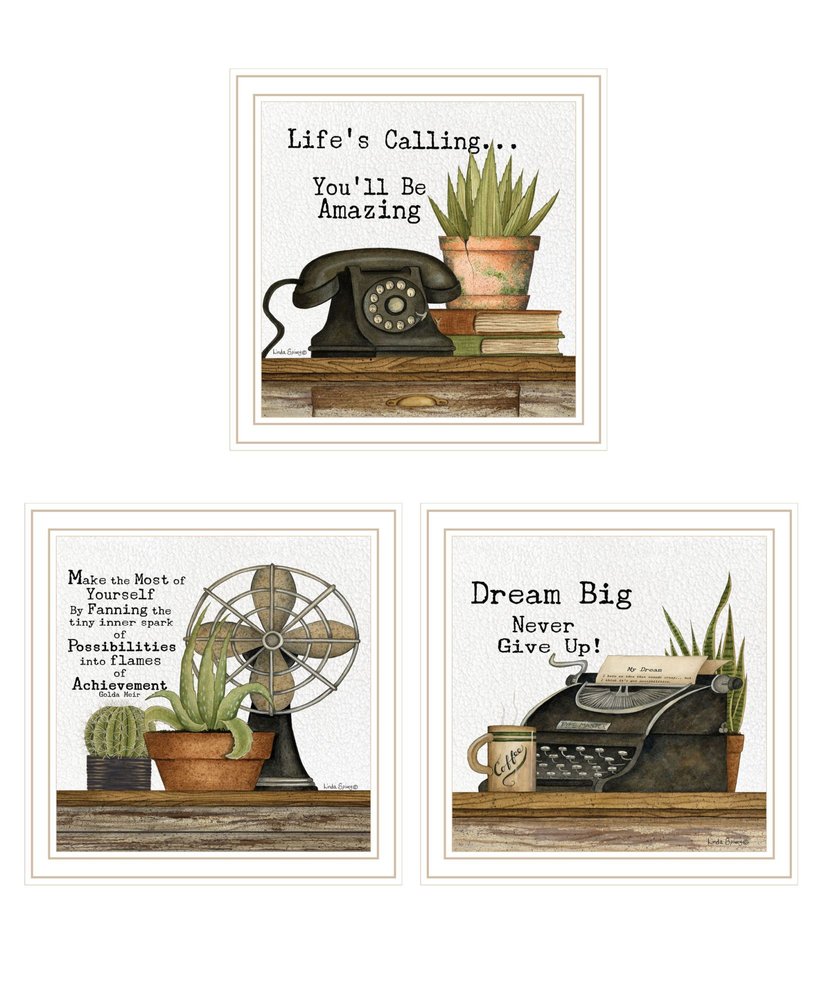 Set Of Three Make the Most of Yourself White Framed Wall Art
