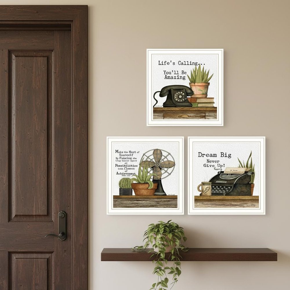 Set Of Three Make the Most of Yourself White Framed Wall Art
