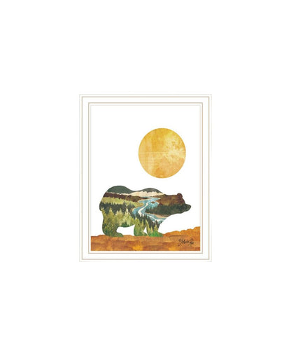 Set Of Two Bear and Deer White Framed Wall Art