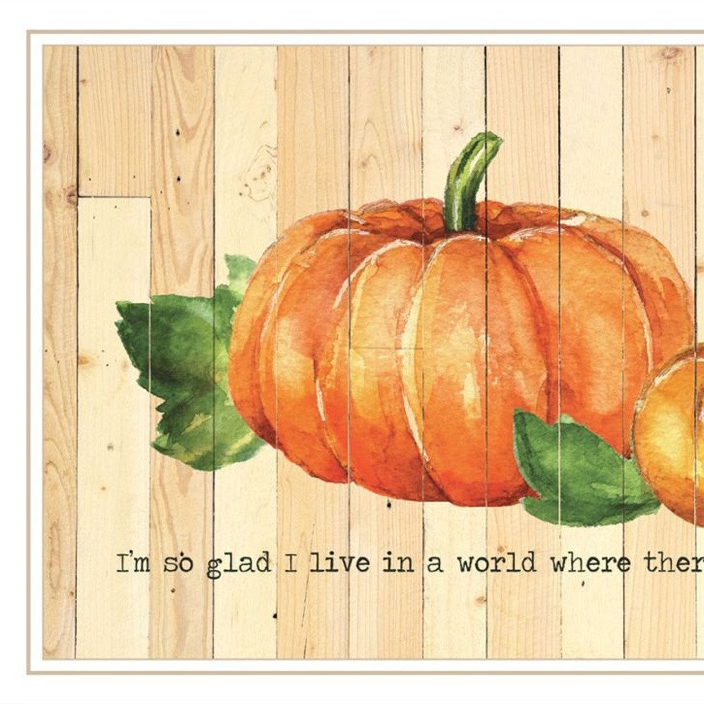 Set Of Two Happy Fall-October Pumpkins White Framed Wall Art — view 3
